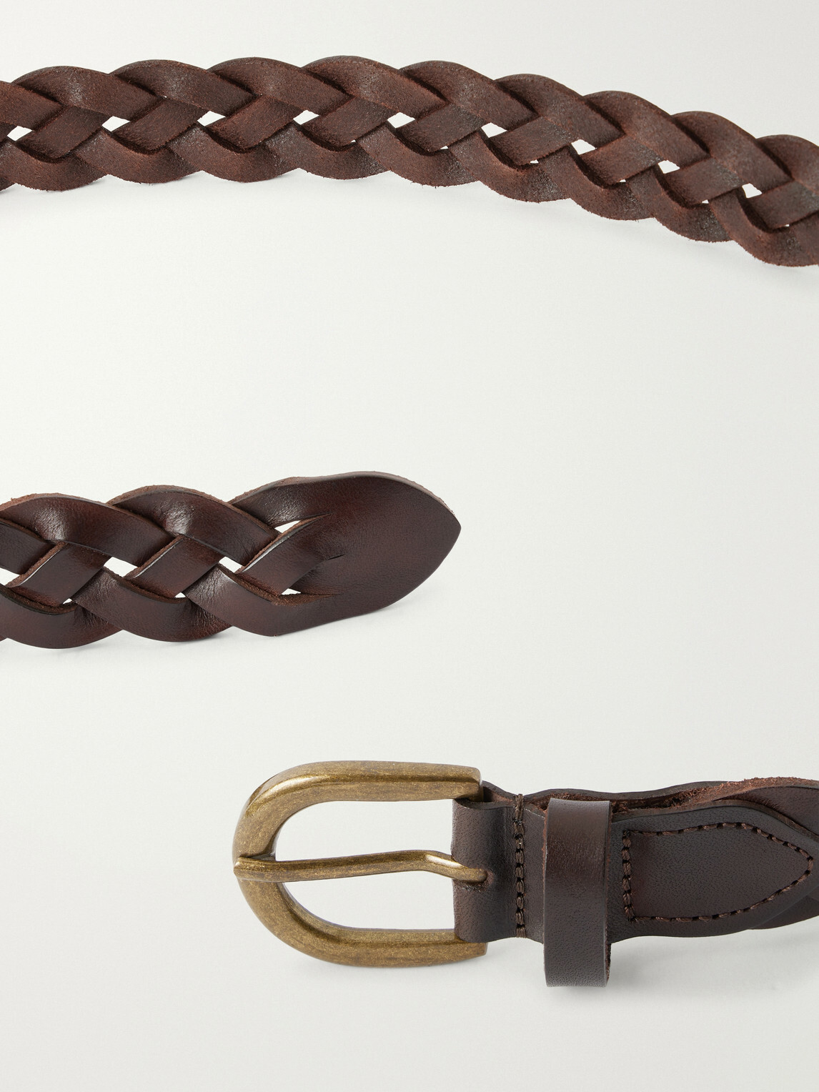 MORJAS - 3cm Braided Leather Belt - Brown