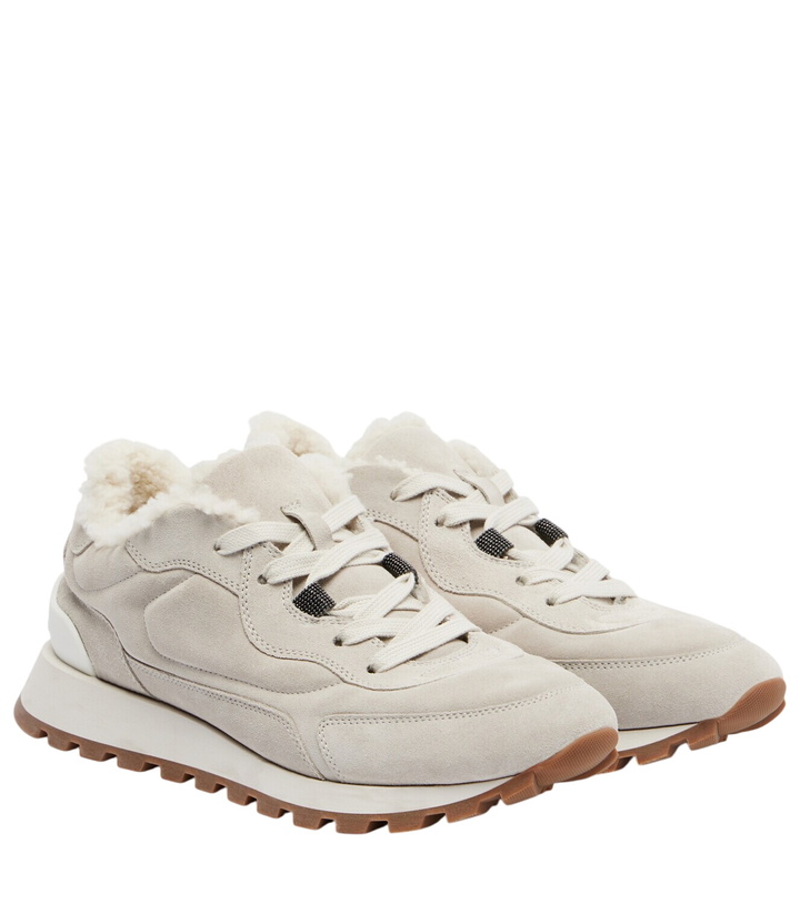 Photo: Brunello Cucinelli Shearling-lined suede low-top sneakers