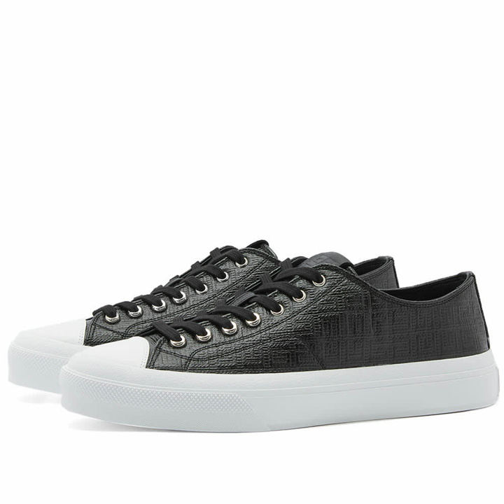 Photo: Givenchy Men's 4G Jacquard City Low Sneakers in Black