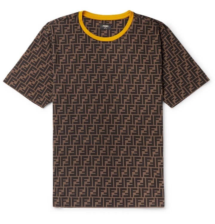 Photo: Fendi - Logo-Print Cotton-Jersey T-Shirt - Brown