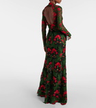 Oscar de la Renta Floral open-back guipure lace gown