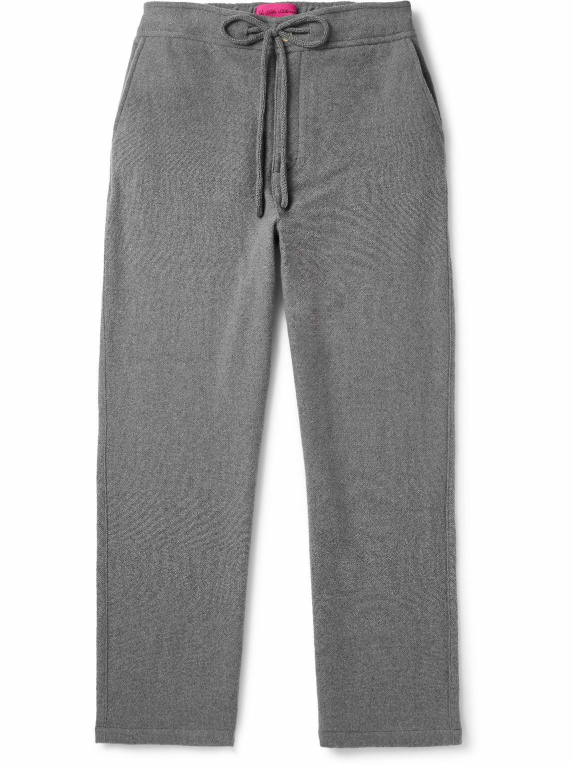 The Elder Statesman - Wide-Leg Cashmere Drawstring Trousers - Gray
