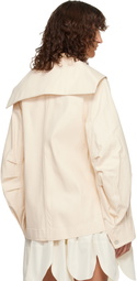 Simone Rocha Off-White Sailor Collar Workwear Bow Denim Jacket