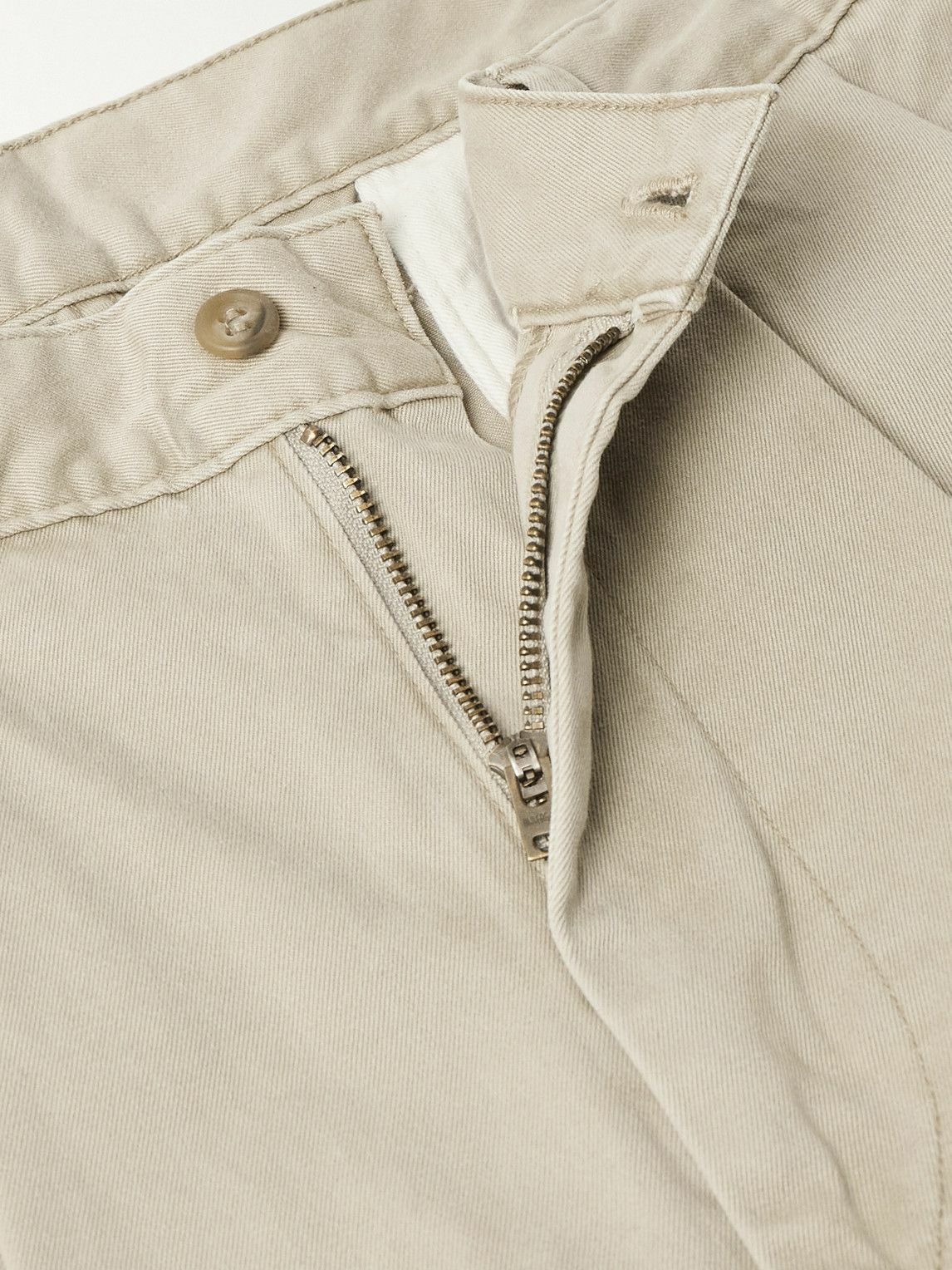 OrSlow - Two Tuck Straight-Leg Pleated Cotton-Twill Trousers - Neutrals