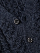 Howlin' - Blind Flowers Cable-Knit Wool Cardigan - Blue