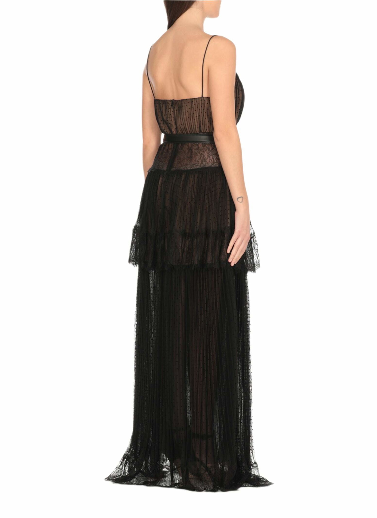 shop mesh dress Black Mesh Overlay Tiered Maxi Dress Small