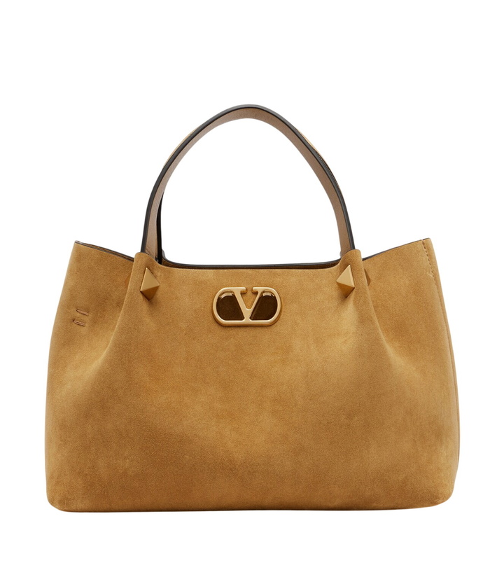 Photo: Valentino Garavani VLogo Signature Small suede top-handle bag