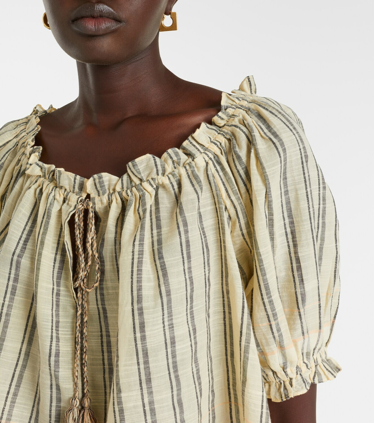 Ulla Johnson Paros striped cropped cotton top