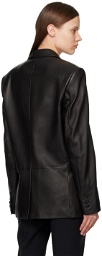 Helmut Lang Black Tailored Leather Blazer