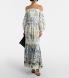 Camilla Floral off-shoulder linen and silk maxi dress