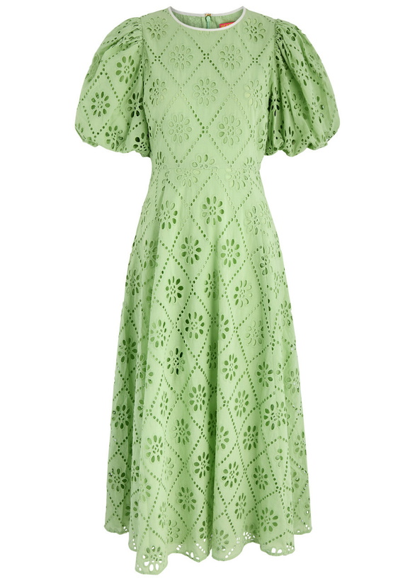 Photo: Kitri Chiara Broderie Anglaise Cotton Midi Dress Light Green