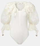 Chloé Guipure lace-trimmed cotton bodysuit