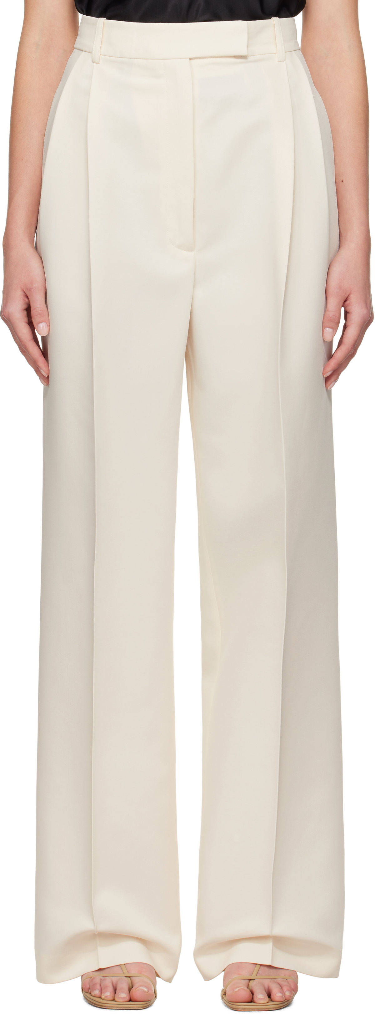 パンツ OFF-WHITE CORPORATE WOOL TAILORED PANTS Off-White Straight Leg Pants in Wrinkle-Free 4-Ply Wool