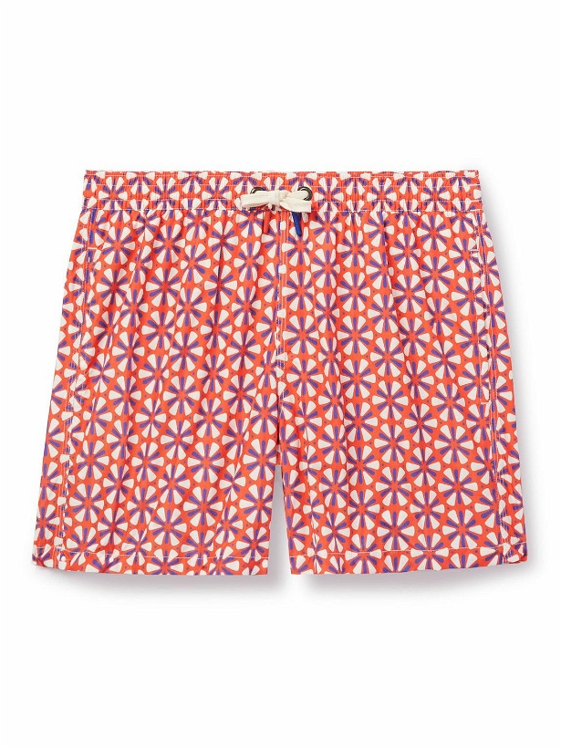 Photo: Altea - Straight-Leg Mid-Length Printed Swim Shorts - Orange