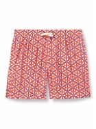 Altea - Straight-Leg Mid-Length Printed Swim Shorts - Orange