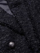 Balmain - Double-Breasted Cotton-Blend Tweed Blazer - Black