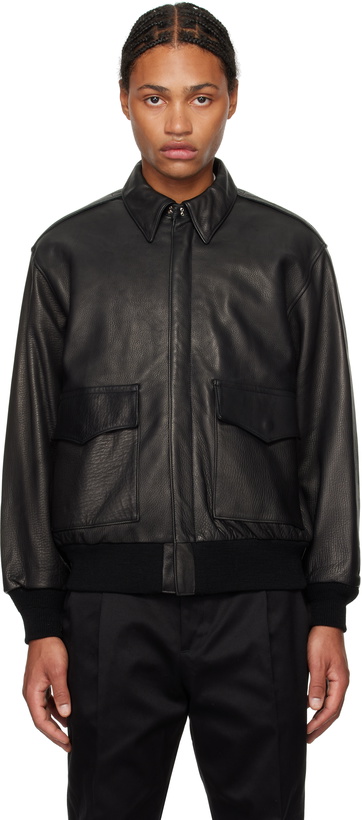 Photo: WACKO MARIA Black A-2 Flight Leather Jacket