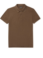 TOM FORD - Garment-Dyed Cotton-Piqué Polo Shirt - Brown