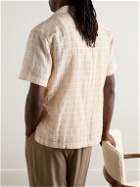 Mr P. - Camp-Collar Checked Cotton-Blend Seersucker Shirt - Neutrals