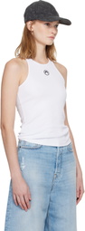 Marine Serre White Moon Logo Ribbed Jersey Tank Top