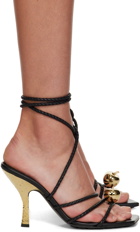 Bottega Veneta Black Braided Heeled Sandals