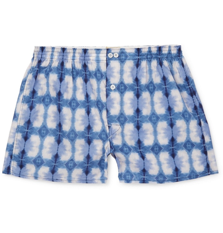 Photo: Anonymous Ism - Tie-Dyed Cotton Boxer Shorts - Blue