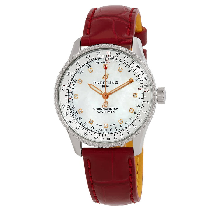 Photo: Breitling Navitimer Automatic Chronometer Diamond White Dial Ladies Watch A17395211A1P5