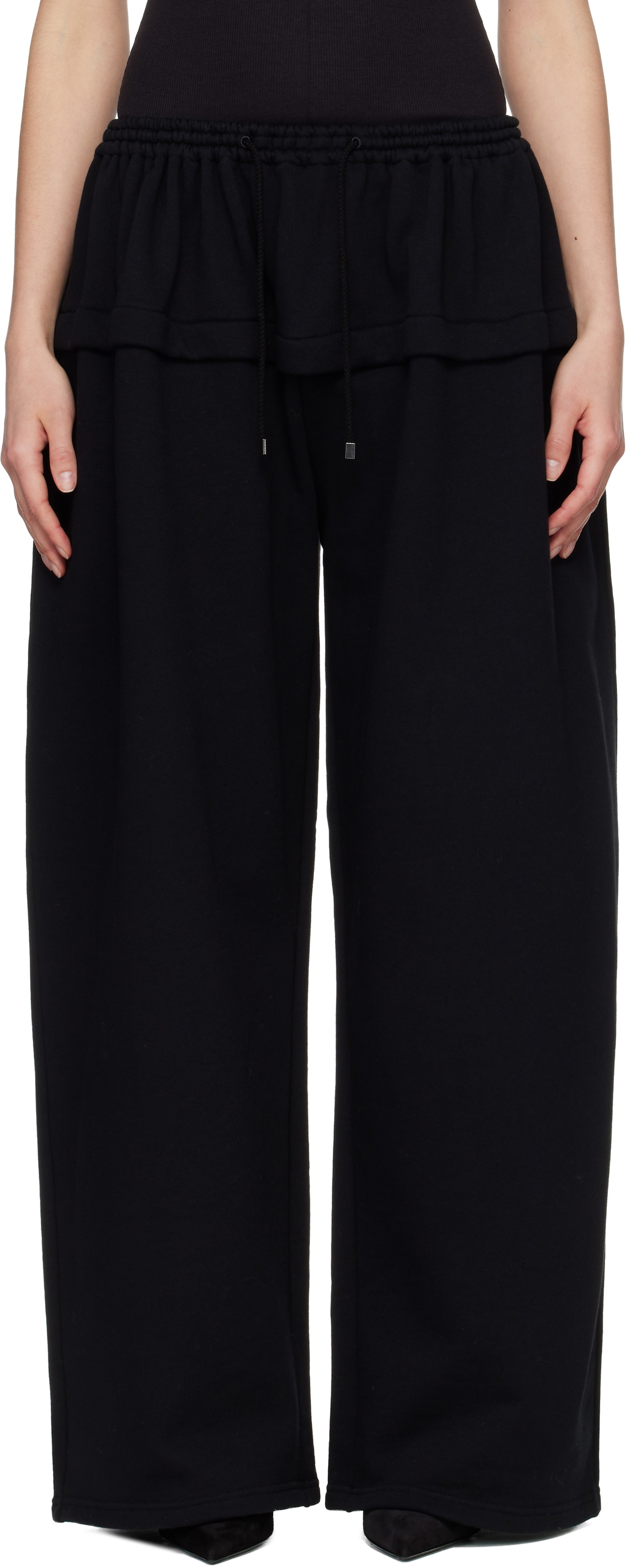 ALAÏA Black Peplum Fleece Lounge Pants