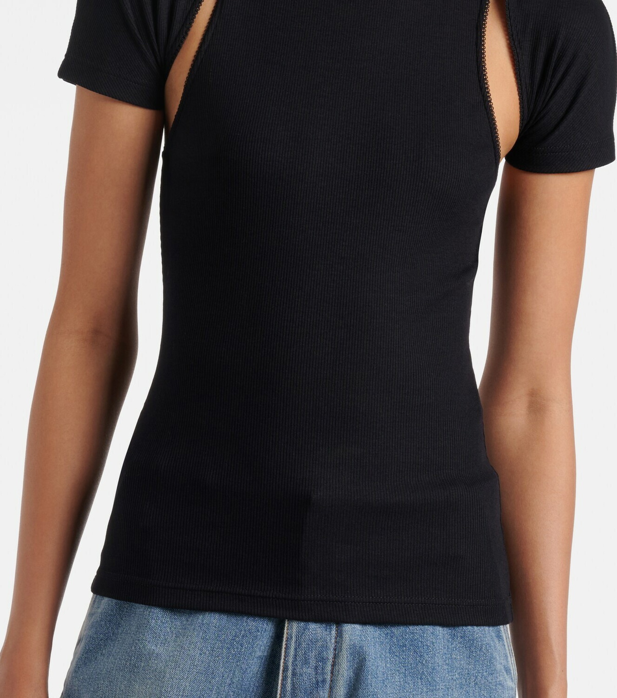 Alaïa Layered ribbed-knit jersey top