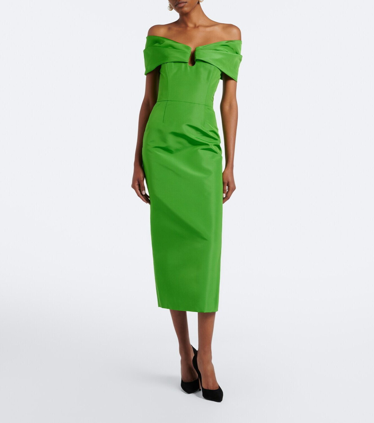 Carolina Herrera Off-shoulder silk faille cocktail dress