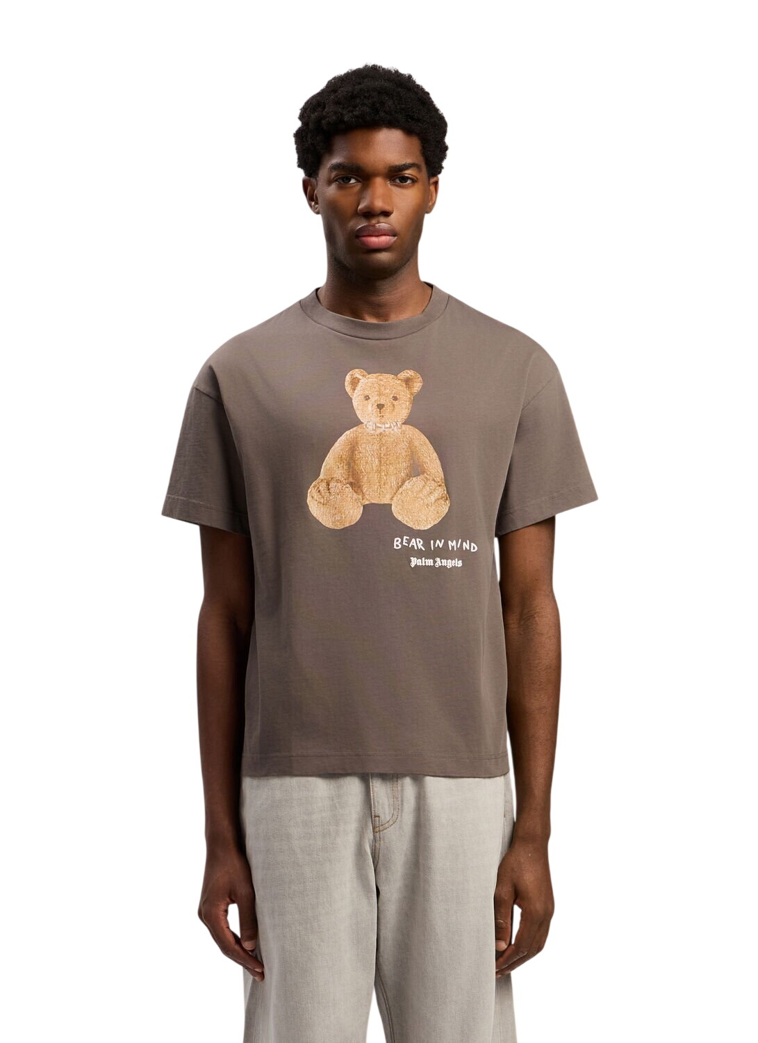 Palm Angels Khaki Logo T-Shirt Palm Angels
