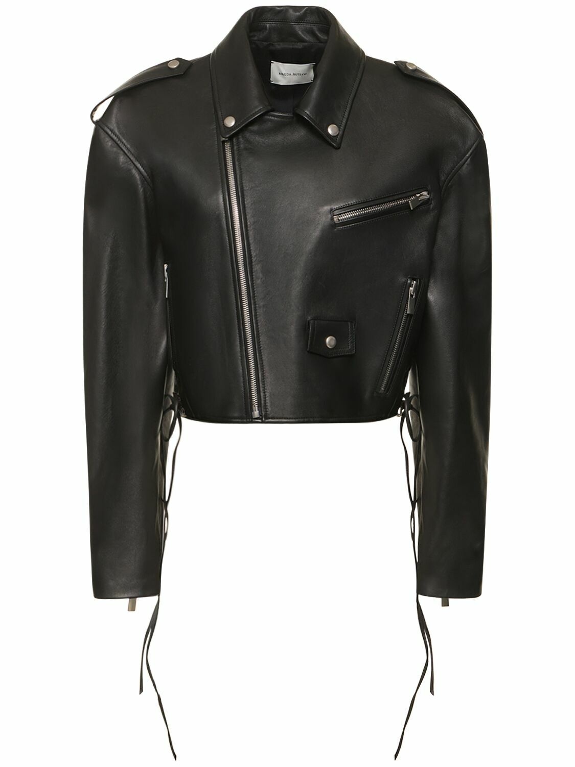 MAGDA BUTRYM - Leather Cropped Biker Jacket Magda Butrym