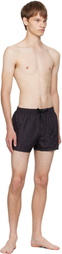 Balmain Black Leopard Swim Shorts