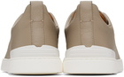 ZEGNA Taupe Triple Stitch Sneakers