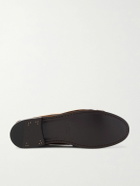 SAINT LAURENT - Le Loafer Monogram Logo-Appliquéd Suede Penny Loafers - Brown