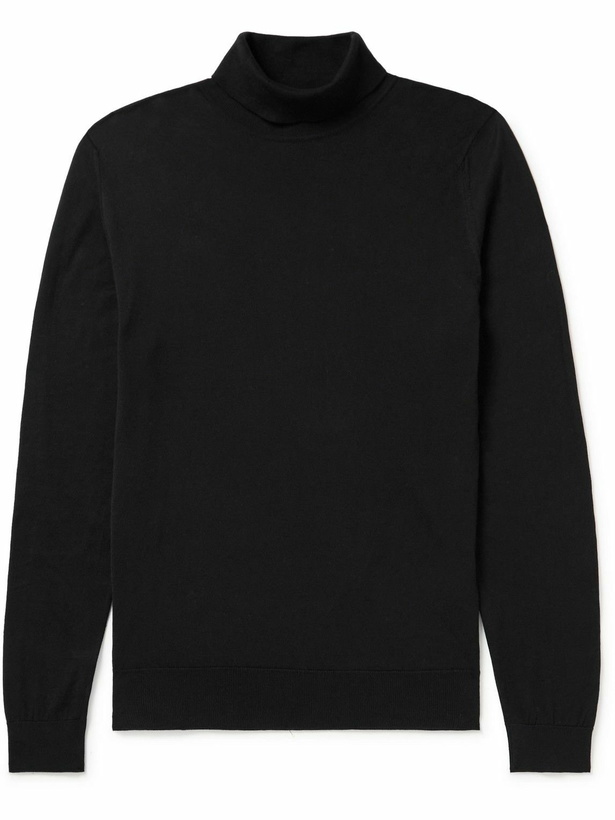 Photo: John Smedley - Hawley Slim-Fit Sea Island Cotton Rollneck Sweater - Black