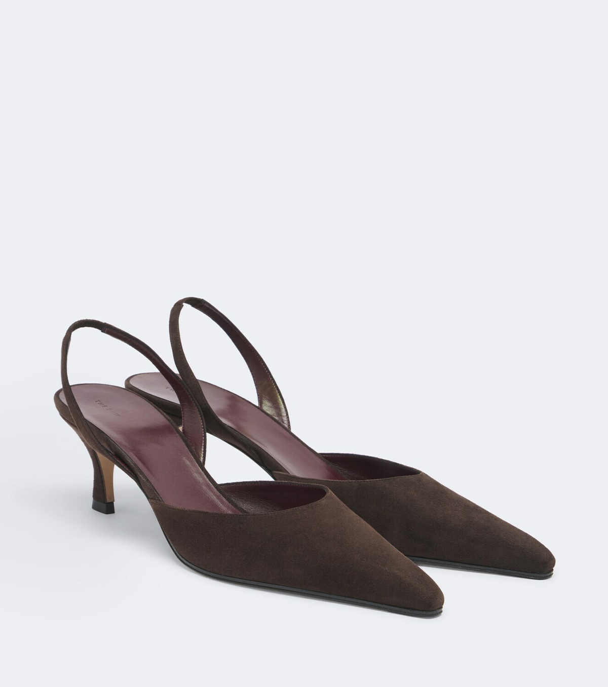 The Row Inez suede slingback pumps