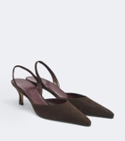 The Row Inez suede slingback pumps