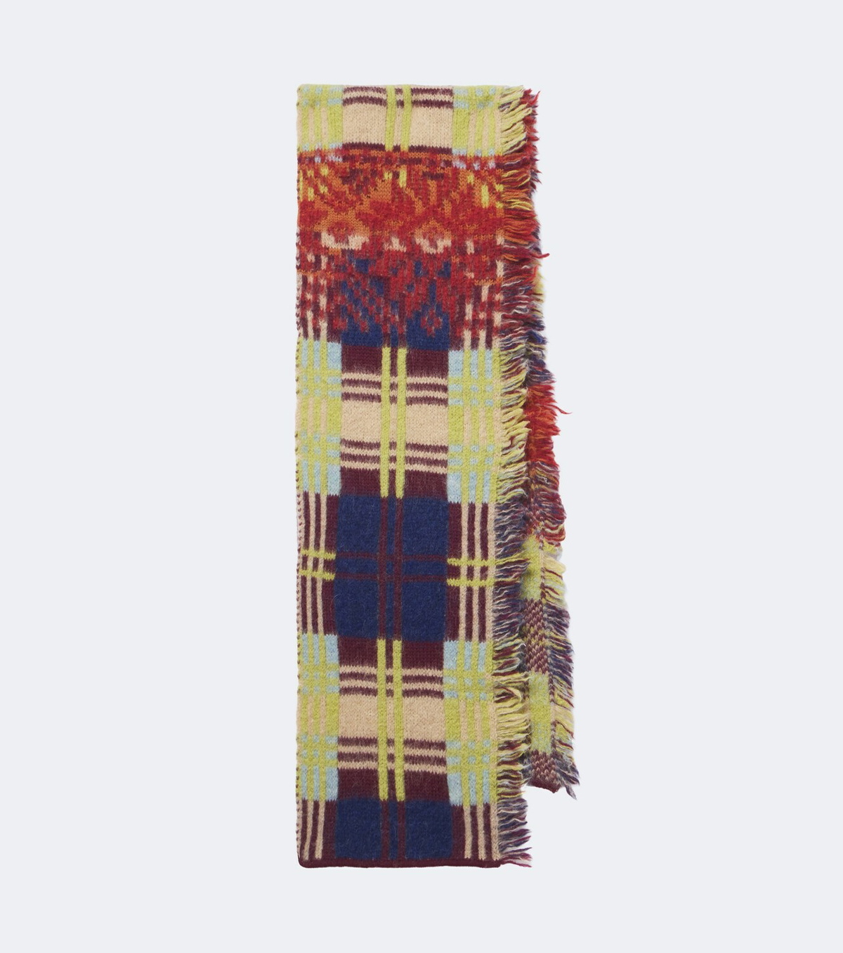 Dries Van Noten Checked fringed wool and alpaca-blend scarf