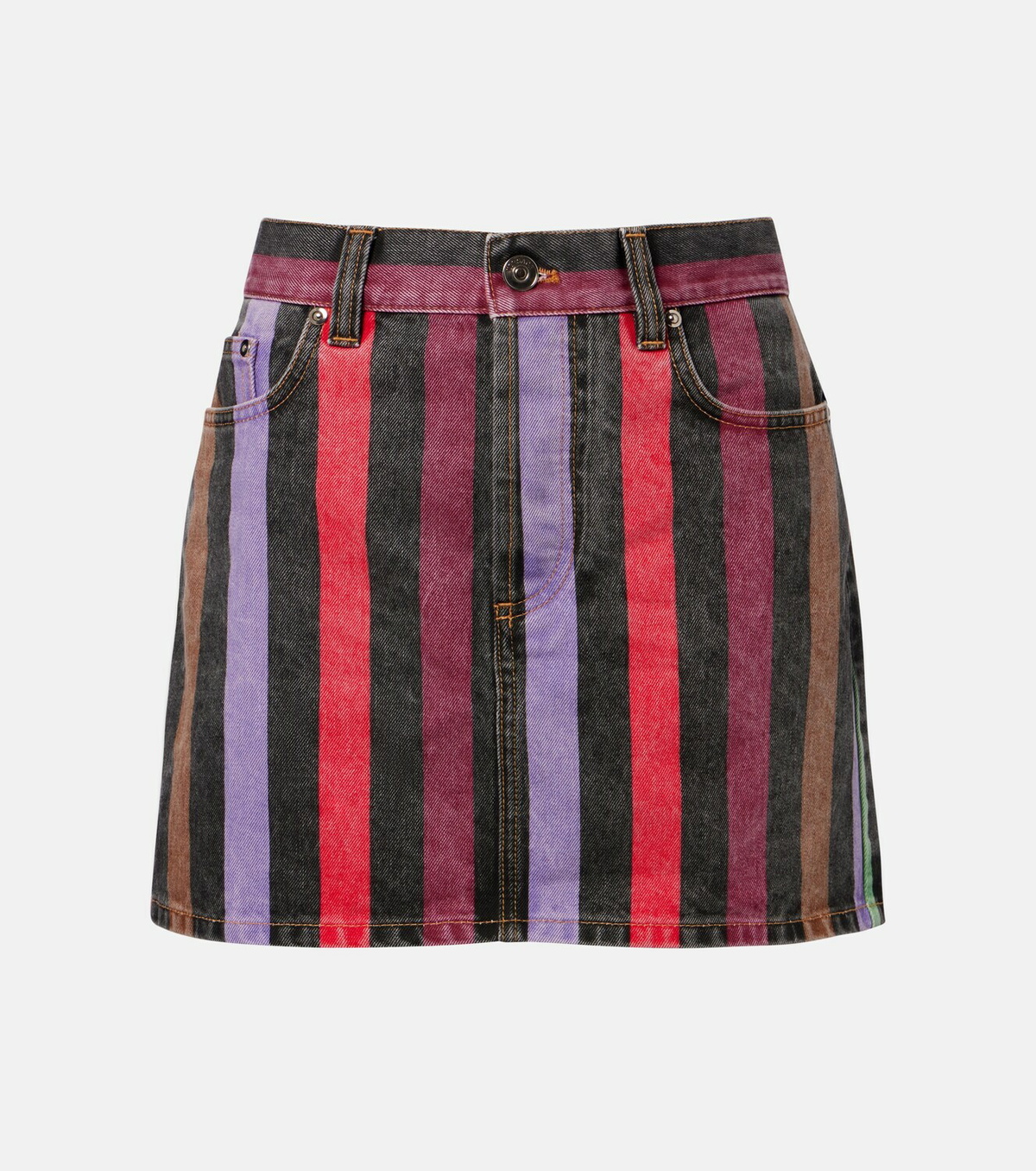 Versace Striped denim miniskirt