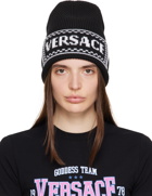 Versace Black Intarsia Beanie