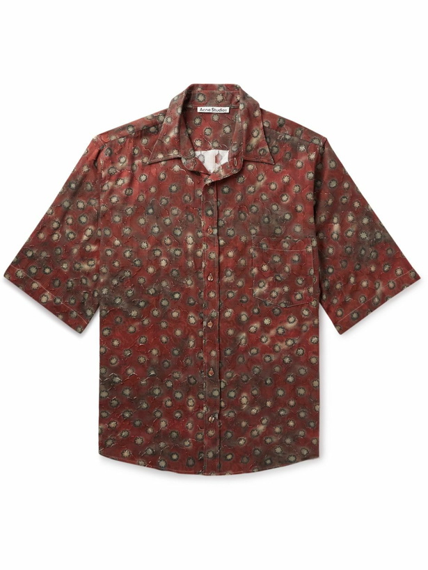 Photo: Acne Studios - Sambler Floral-Print Cotton Fil Coupé Shirt - Red