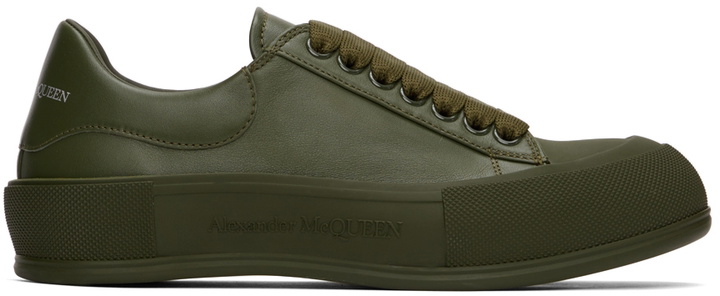 Photo: Alexander McQueen Khaki Deck Plimsoll Sneakers