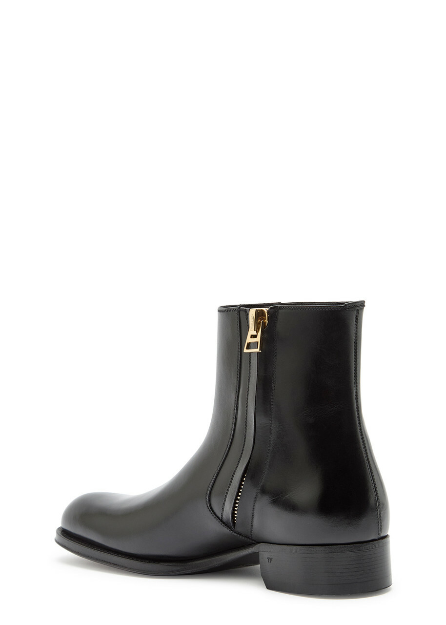 Tom Ford Leather Ankle Boots Black