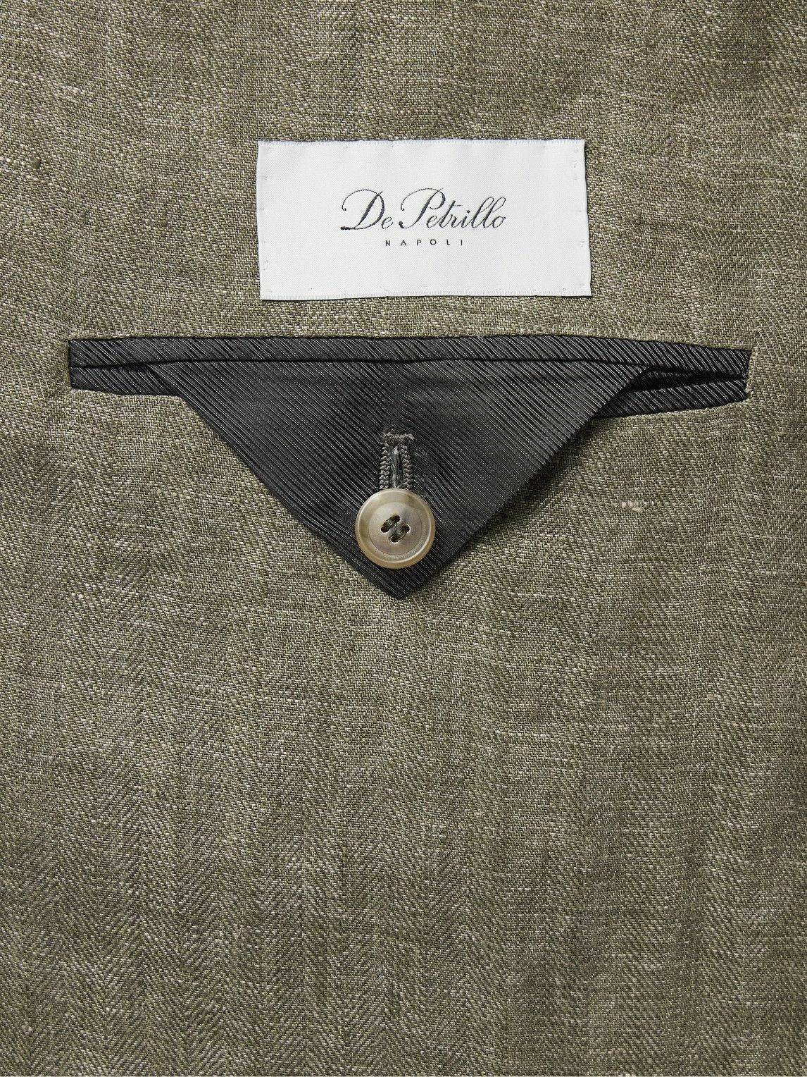 De Petrillo - Double-Breasted Herringbone Linen Suit Jacket