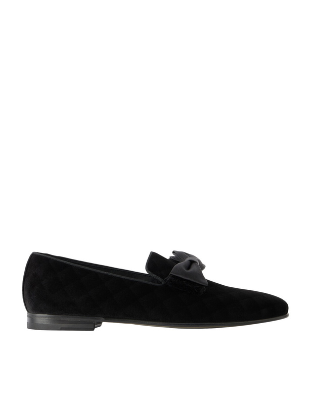 Photo: Manolo Blahnik - Rufus Bow-Detail Quilted Velvet Loafers - Black