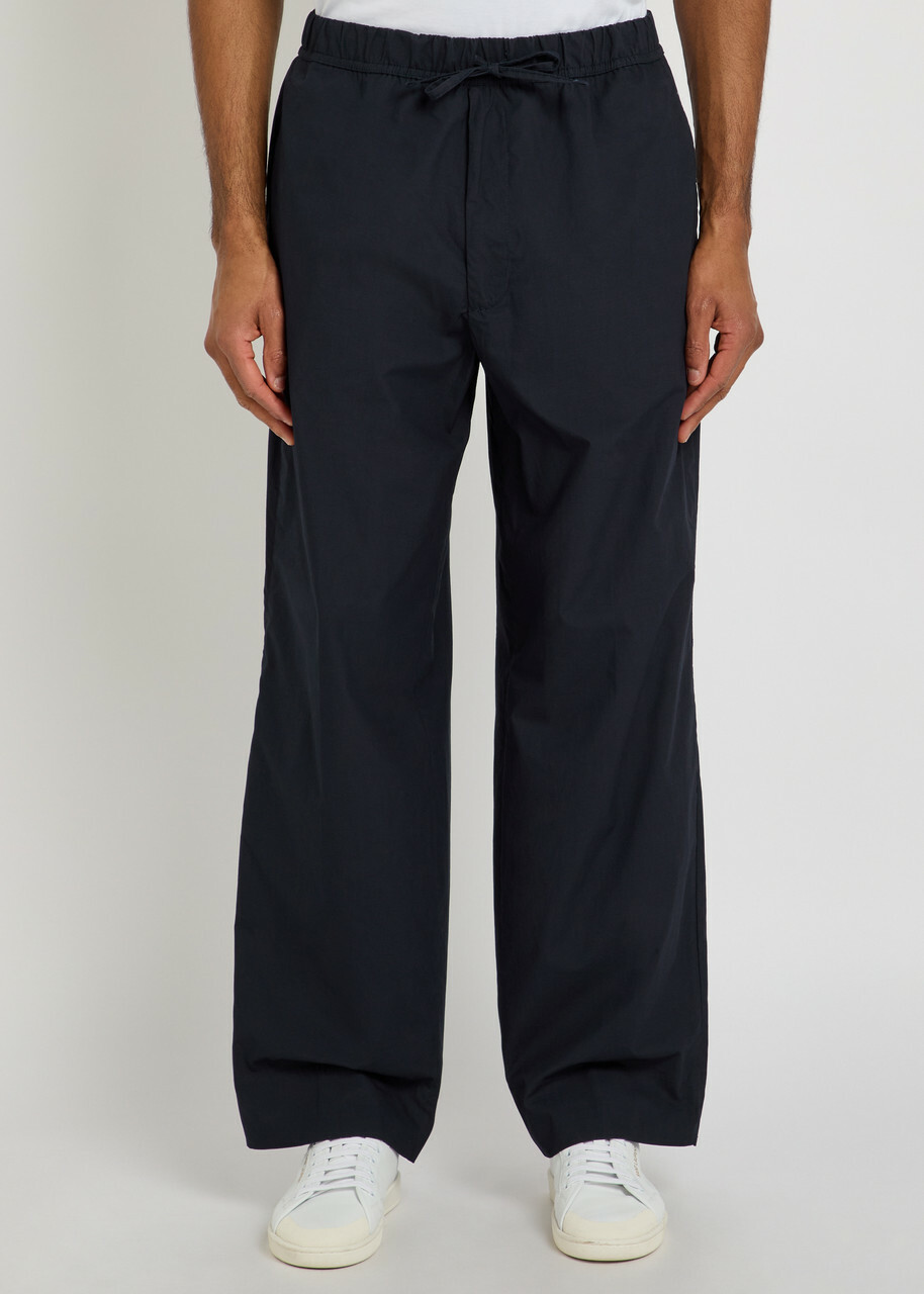 Officine Générale Nilson Wide-leg Cotton Trousers Navy