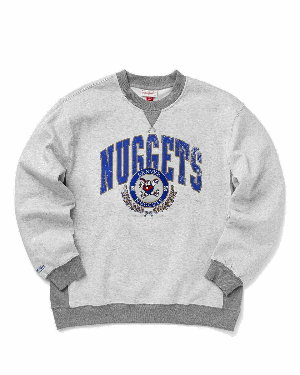 Photo: Mitchell & Ness Nba Premium Fleece Crew Vintage Logo Denver Nuggets Grey - Mens - Sweatshirts/Team Sweats