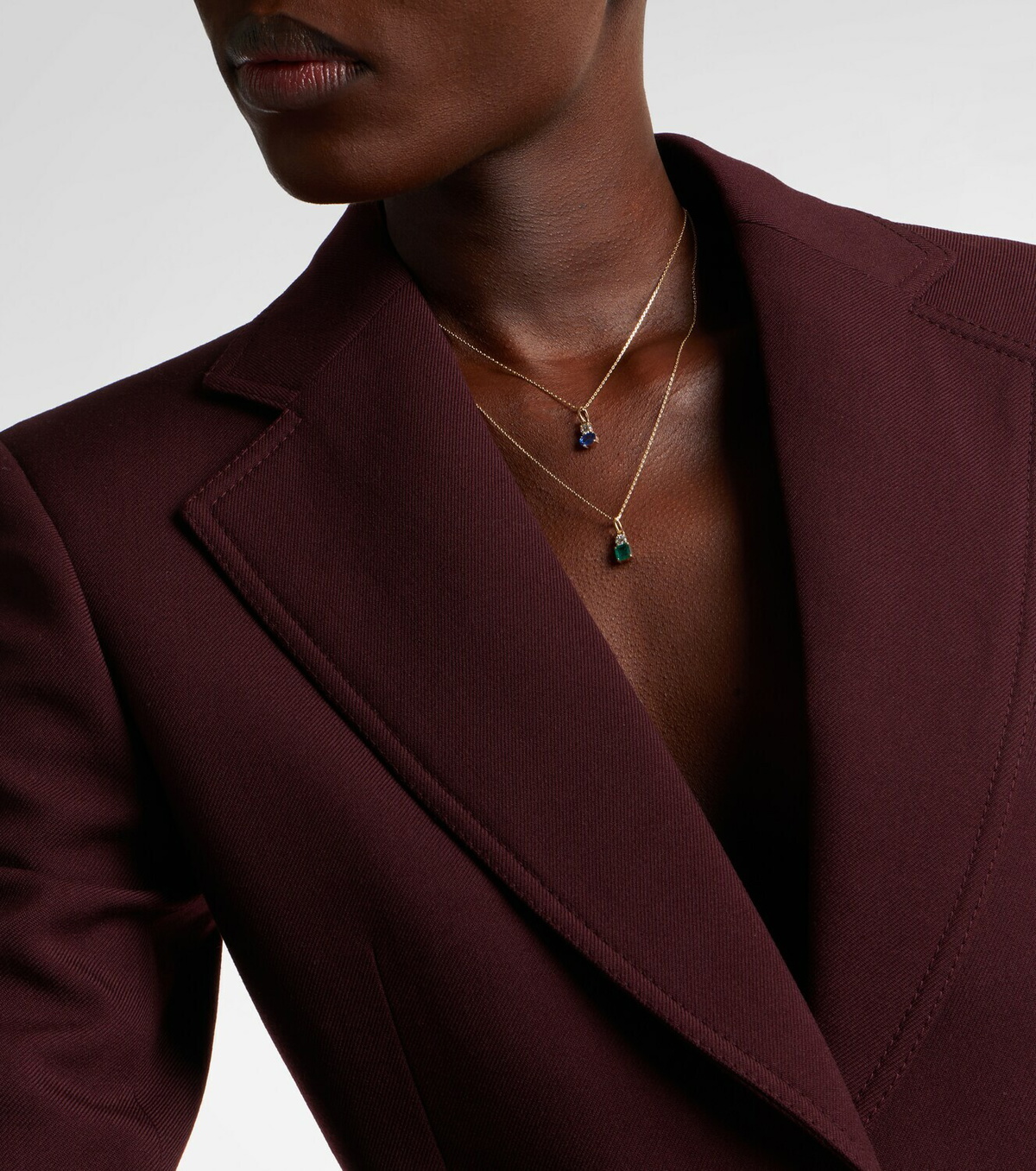 Stone and Strand Full Volume 14kt gold (585/1000) necklace with sapphire and diamond