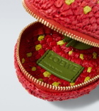Loewe Strawberry raffia coin purse with strap